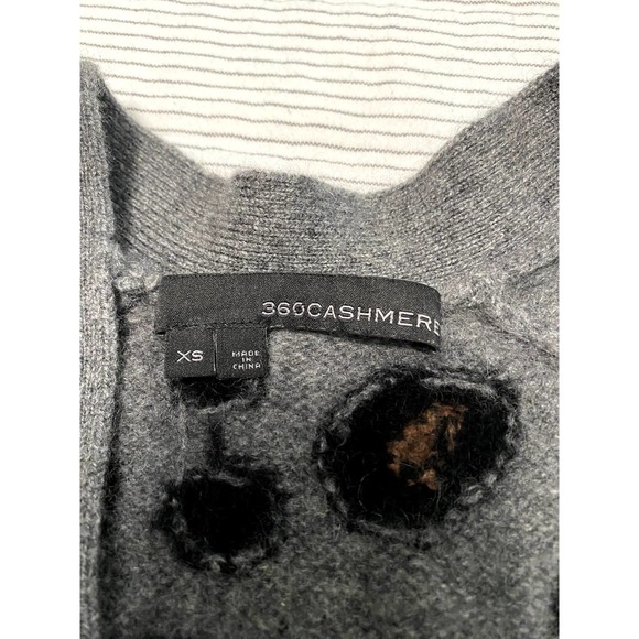 360 Cashmere Gray Leopard Print Cardigan - Picture 6 of 7